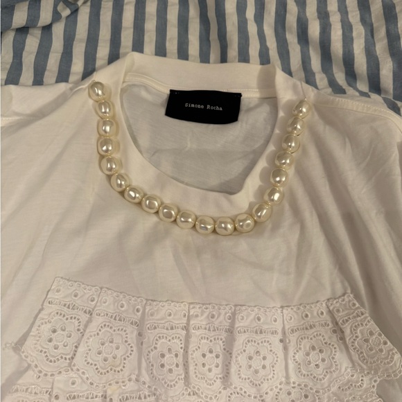 Simone Rocha White Blouse with Lace Accents - Picture 3 of 5